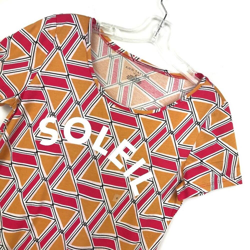 Ann Taylor SOLEIL Pink Yellow Graphic T Shirt Top NWT